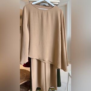 Tan Long Sleeve Top and Pants Set